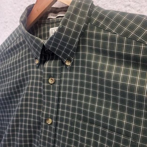 LL Bean Button Hemd Herren Large grün kariert Flanell knitterarm ID 0MT78 - Bild 1 von 20