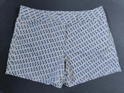 Women's Sz 12 Ann Taylor Signature Chino Shorts Blue Tan Print Cotton Blend - Image 1 of 3