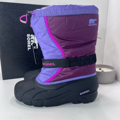 Sorel Flurry Print Adjustable Boots Purple Dahlia/Paisley Purple Big Girl 7 NWB - Image 1 of 4