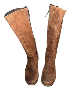 Stivali alti Born BR73026 cravatta donna taglia 9,5M pelle marrone donna piatti - Foto 1 di 8