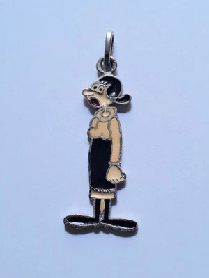 Ciondolo Olivia Fidanzata Braccio di Ferro Argento 800 Smalto Vintage Anni 70  - Immagine 1 di 4