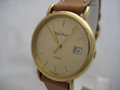 NOS NEW SWISS MADE GOLD PLATED SPECIAL WOMEN'S PAUL PICOT WATCH 1980'S WITH DATE - Image 1 of 4