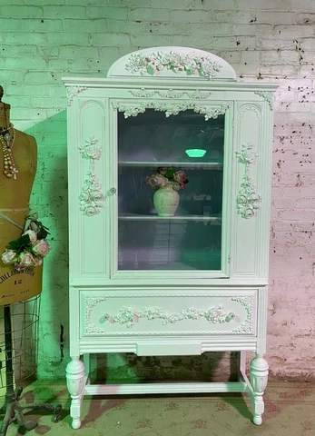 Painted Cottage Shabby Chic French China Cabinet Cover