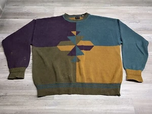 Vintage Colorblock Cosby Sweater Sz M Structure Grandpa Streetwear Knit Pullover - Picture 1 of 15