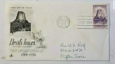 Devils Tower Nat'l Monument 1906-1956 ~ Posted 9/24/56 - First Day of Issue - Image 1 of 4