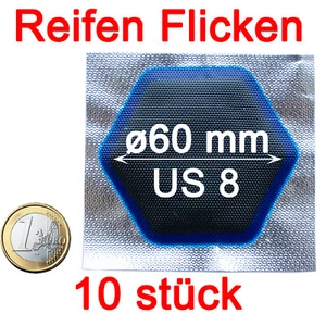 10 Reifen Reparatur Flickzeug O 60mm US8 PKW Kastenwagen Pneu Service Flicken - Bild 1 von 2