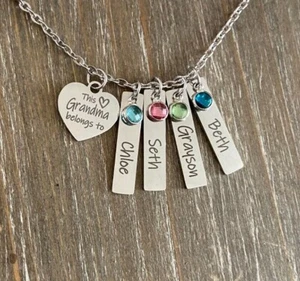 Grandma Necklace personalized engraved names birthstones custom Grandmother Gift - Picture 1 of 6