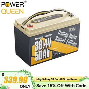 Power Queen 36V 50Ah Bluetooth Group31 LiFePO4 Battery for Marine Trolling Motor - Picture 1 of 12