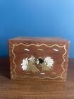 Vintage Wooden Recipe Box Card Holder Handpainted Bird Decorative Kitchen