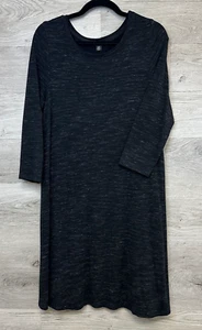 Hilary Radley Dress Womens Large Black Grey Heathered 3/4 Sleeve T-Shirt A-Line - Picture 1 of 9