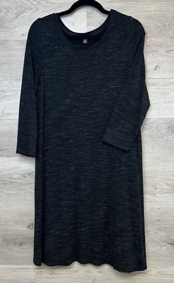Vestido Hilary Radley Mujer Grande Negro Gris Jaspeado Manga 3/4 Camiseta Línea A Foto 1 de 4