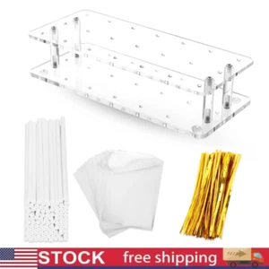 21 Holes Clear Acrylic Cake Pop Kit with 300 PCS Cake Pop Sticks and Wrappers - Picture 1 of 8