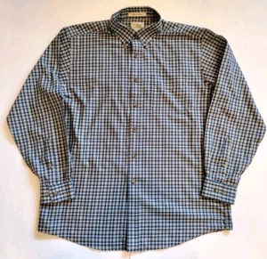 LL Bean Men's Large Blue Check Wrinkle Resistant Button Cotton Shirt - Picture 1 of 9