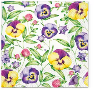 Floral Napkins BEAUTIFUL PANSIES Colorful Flowers Lunch Paper Napkins 20pcs - Picture 1 of 1