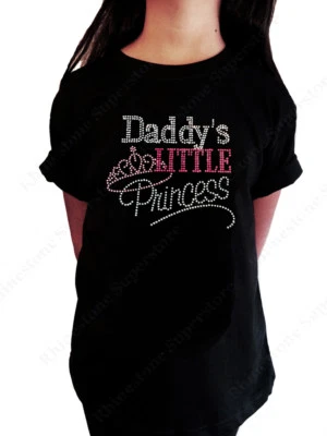 Camiseta de estrás para niñas "Princesa de papá" en talla 3 a 14 disponible Foto 1 de 2