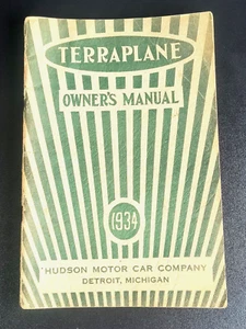 Original 1934 Hudson Terraplane Owners Manual W Insert Still Attached - Picture 1 of 16