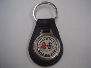 CHEVROLET CORVETTE OLDER LOGO KEY CHAIN LEATHER FOB - Picture 1 of 3