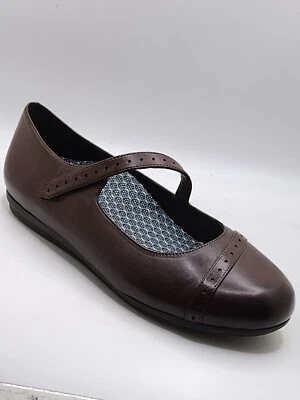 Abeo Womens Size 9.5 Dark Brown Leather Fern Mary Jane Comfort Loafer Flat Shoes - Image 1 of 4