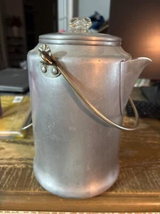 VINTAGE COMET 20 CUP ALUMINUM COWBOY COFFEE POT PERCOLATOR WITH COPPER HANDLE - Picture 1 of 8
