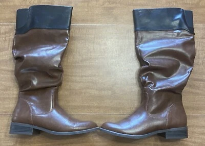 Knee High Boot Women's  Size 8.5 Faux Leather Brown Side Zip Nine West - Image 1 of 4