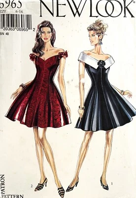 1990's New Look Misses' Dress Pattern 6965 Size 6-16 UNCUT - Image 1 of 2