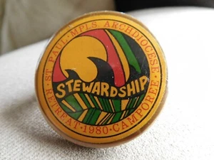 SCOUT BSA 1980 INDIANHEAD VIKING CNCL CATHOLIC RETREAT CAMPOREE SLIDE WOGGLE MN  - Bild 1 von 4