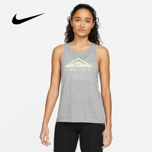 Nike Dri-FIT Women's Trail Running Workout Muscle Tank Top Heather Grey Volt L - Picture 1 of 9