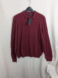 New Look Men size XXL burgundy casual polo long sleeve New - Picture 1 of 8