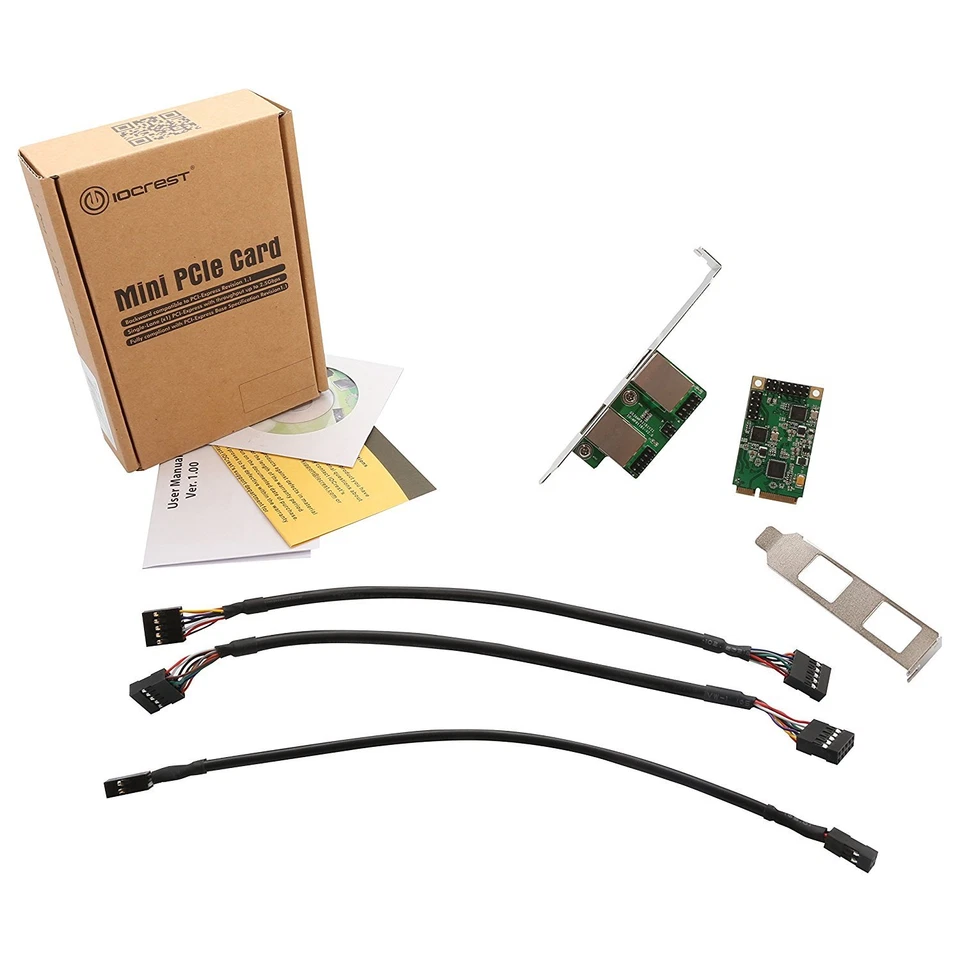 IO Crest SI-MPE24046 Mini PCI-Express 2-Port Gigabit Ethernet Card Realtek RTL81 - Image 1 of 1