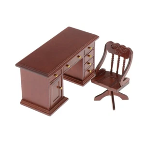 1:12 Dollhouse Desk Miniature Office Furniture Wooden Desk Set Scene Decoration - Picture 1 of 8