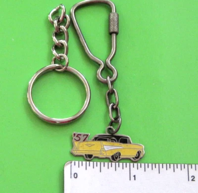 Vintage '57, 1957 Chevy Chevrolet - keychain , key chain GIFT BOXED  yellow - Image 1 of 4