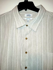 Croft & Barrow Shirt Men's Size XXL Tan/Grey Stripe Button Short Sleeve (241-49) - Picture 1 of 7