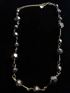 H12 Stunning Signed Cookie Lee Gold Toned Black Crystal Beaded Necklace  - Picture 1 of 3