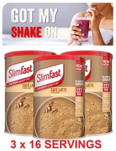 3 SlimFast Diet Cafe Latte Meal Replacement Powder Shakes Weight Loss Milkshake - Picture 1 of 6