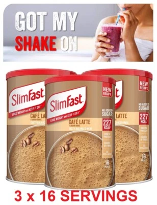 3 SlimFast Diet Cafe Latte Meal Replacement Powder Shakes Weight Loss Milkshake - Image 1 of 4