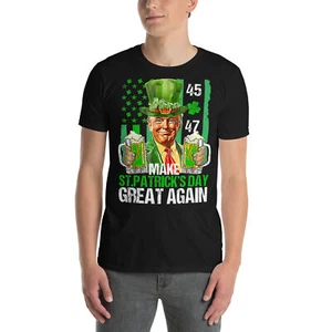 Make St Patrick's Day Great Again Shamrock Trump American T-Shirt - Bild 1 von 18