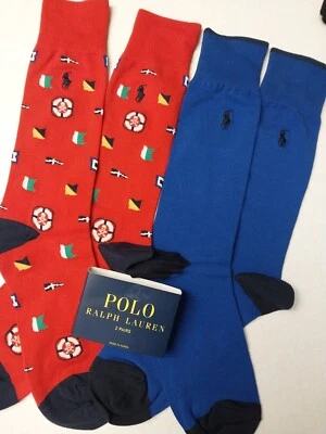 2 Calcetines de Vestido Polo Ralph Lauren Bandera Náutica Calavera Pantalón Todo Navegación Rojo Foto 1 de 4