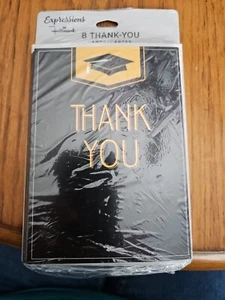 Hallmark Graduation Thank You Cards Black & Gold Blank Inside - Picture 1 of 2