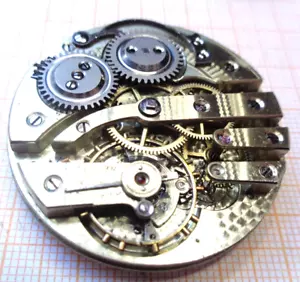 Antikes Taschenuhrwerk vernickelt Brückenwerk defekt Unruhe OK D=44mm BH 45 - Bild 1 von 2