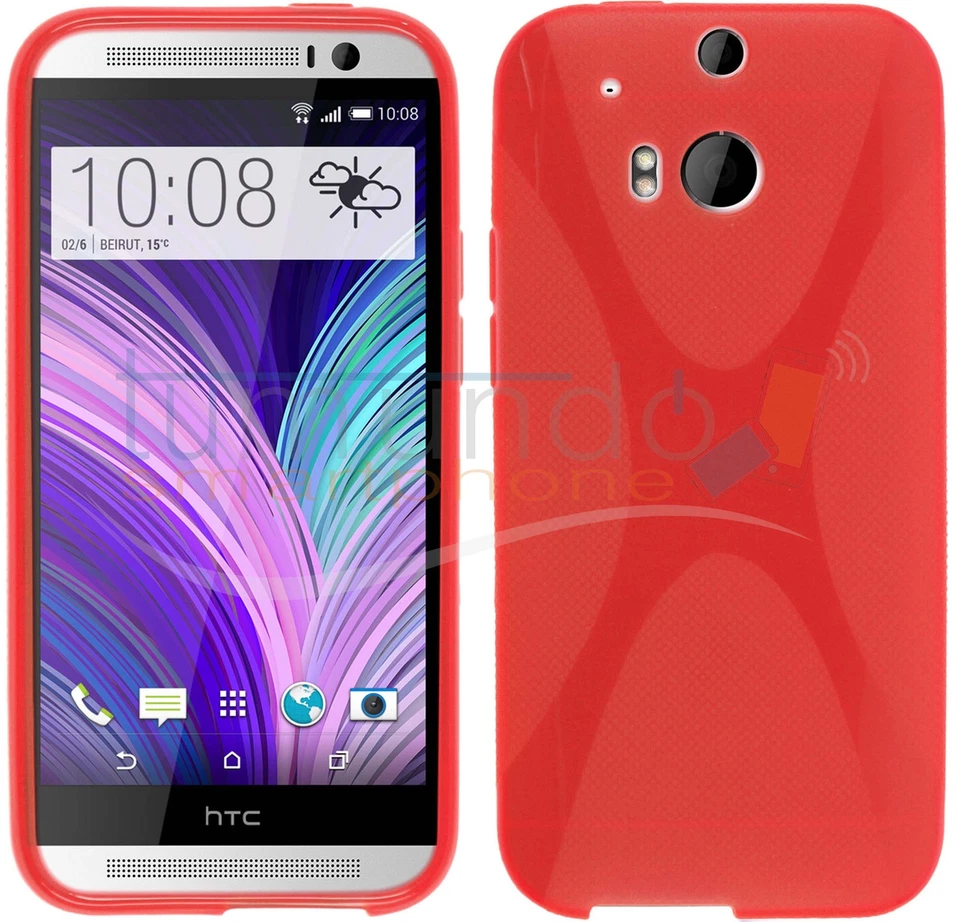 Cover TPU Gel Rossa + Proteggi Schermo per HTC One 2 M8 IN Spagna Custodia - Immagine 1 di 1