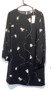 A New Day Midikleid schwarz mit weißem Blumenmuster Größe Small Langarm - Bild 1 von 7