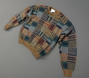 Vtg Tricots St Raphael Sweater Mens X- Large Wool Patchwork Pullover Crewneck - Picture 1 of 7