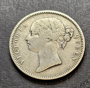 1840  India  1/2 Rupee Silver Coin;  KM# 455.1  - Picture 1 of 10