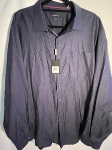 Bugatchi NWT Classic Fit Comfort Stretch Navy Blue Long Sleeve Shirt 3XL $149 - Picture 1 of 15