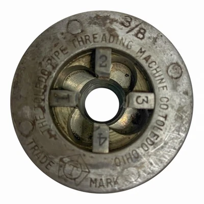 Vintage Toledo Pipe Threading Die Head 3/8” Trademark USA - Image 1 of 4
