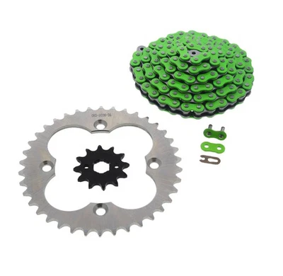 Honda FourTrax 250X TRX250X 1987-1991 cadena verde y piñón plateado 12/38 86L Foto 1 de 2