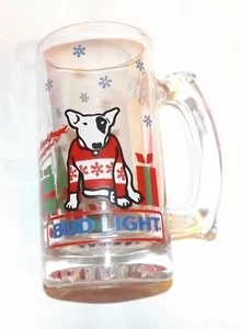 💥 Christmas Bud Light Spuds McKenzie Original Party Animal Glass Beer Stein Mug - Picture 1 of 2
