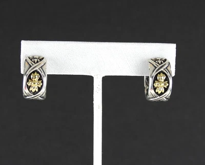 Pendientes de aro vintage Ann King de oro de 18 quilates de plata de ley 925 con flores joyas Foto 1 de 4