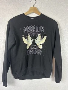 H&M Sweatshirt Girls Size 8-10 Black Long Sleeve Pullover Dreams of Happiness - Picture 1 of 4