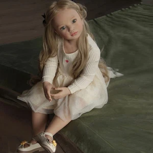 40in Unassembled Reborn Doll Painted Kit Toddler Girl Long Hair Cloth Body Doll - Picture 1 of 5